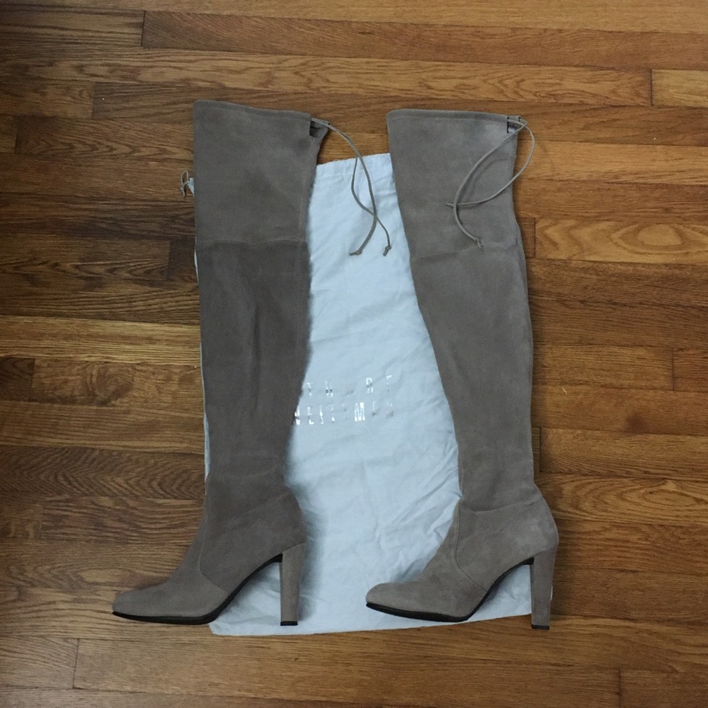 Stuart Weitzman Highland Boots (7.5, Grey/Taupe)